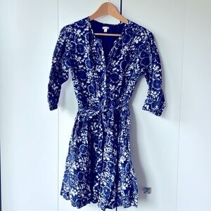 Gap, blue and white fit and flare button up dress, sz S, 100% cotton